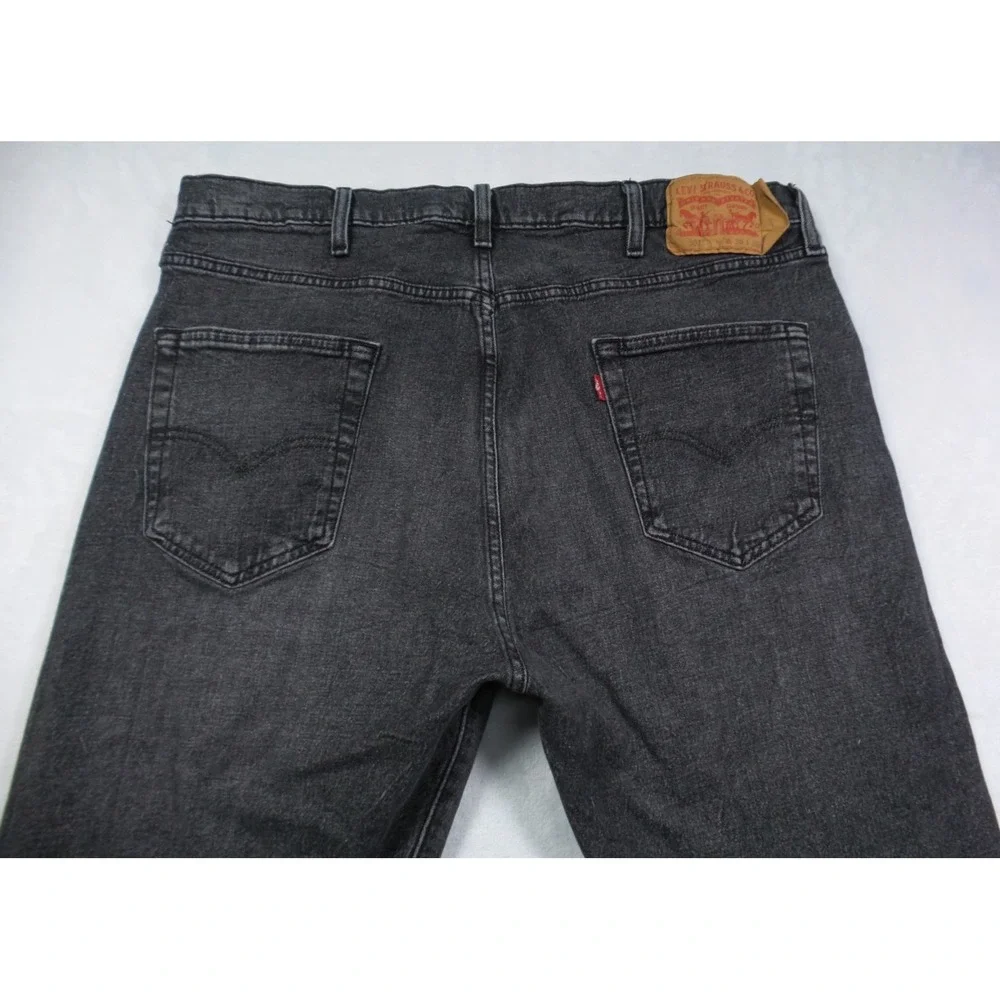 Levis Jeans‎ Mens Size 38 x 30 Gray Denim 501 Button Fly Straight Leg Stretch